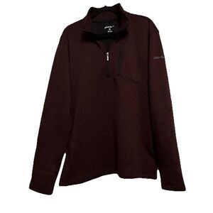 Eddie Bauer Radiator Casual Pullover Sweater Men XL Fleece Burgundy Academia